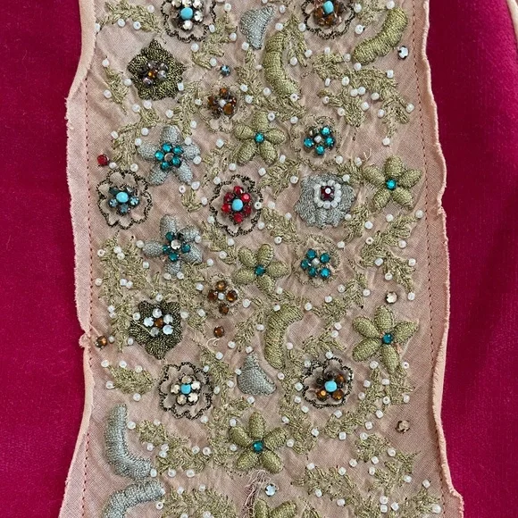 ANTHROPOLOGIE - FEI - Pink Beaded Velvet Skirt - Picture 2 of 5